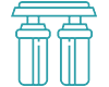 PNG image of pool filters icon. blue lines. two pool filters attached to each other.