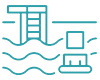 PNG image of pool icon. blue lines. wavy blue lines. person with tube in lines.