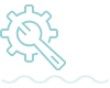 PNG image of wrench icon. light blue lines show wrench inside screw. wavy line underneath screw.